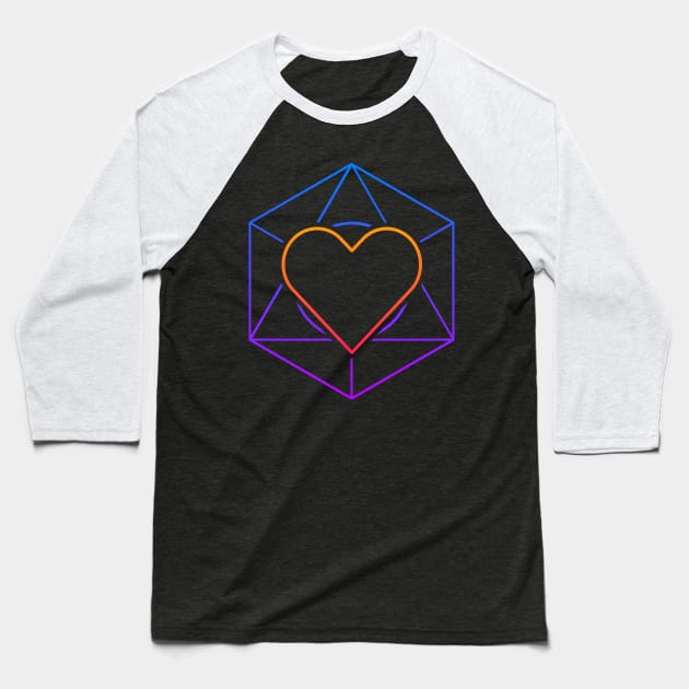 Trippy Psychedelic Rave | Heart Sacred Geometry Baseball T-Shirt by MeatMan